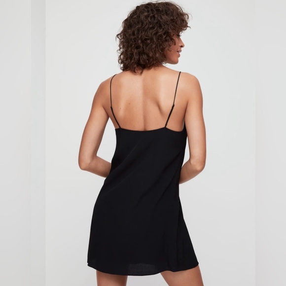 Aritzia Wilfred Free black camisole lined above the knee Vneck black dress S - Picture 2 of 8